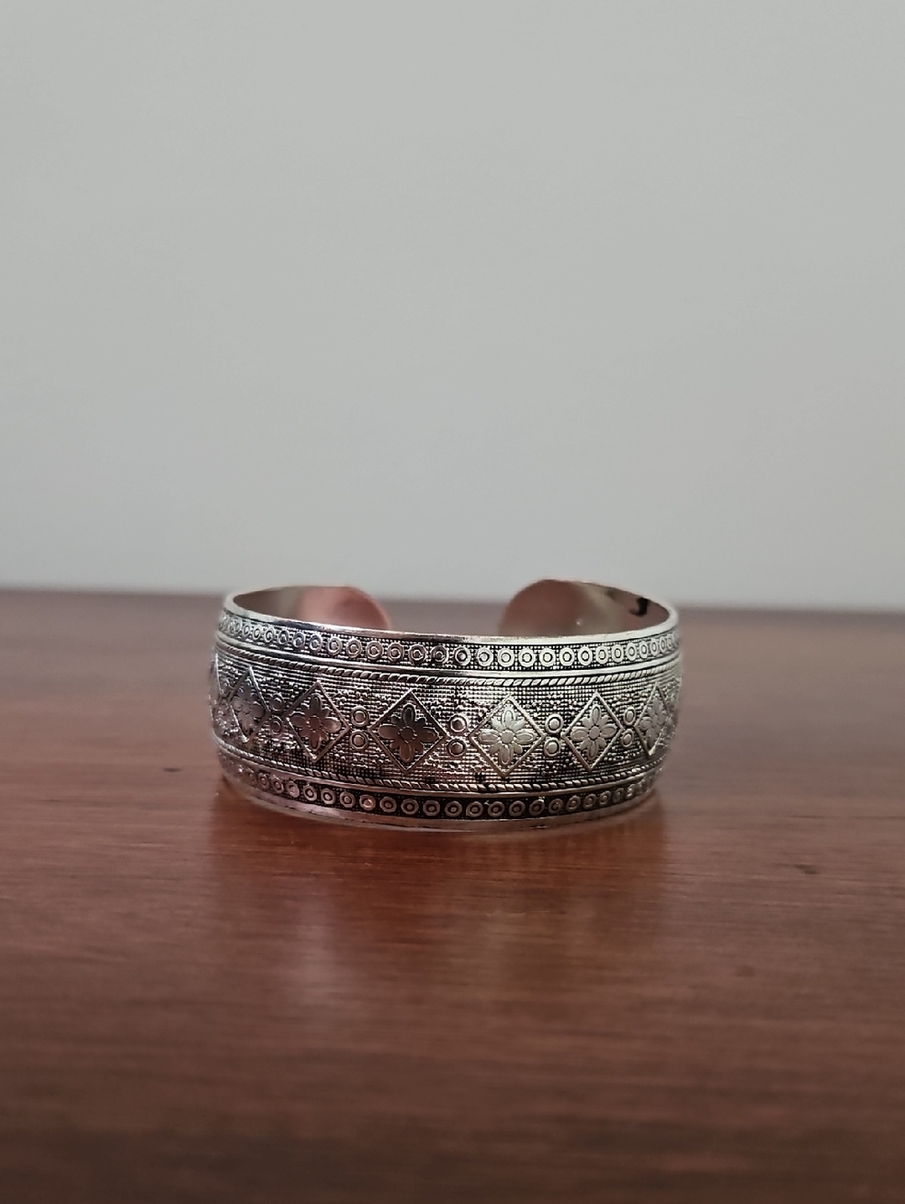 Silver-Tone Floral Cuff Bracelet